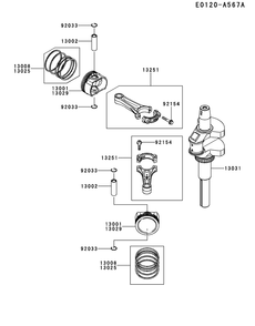 Fs541v-Ds37 Piston And Crankshaft Diagram and Parts List for FS541V-DS37  Cub Cadet Engine